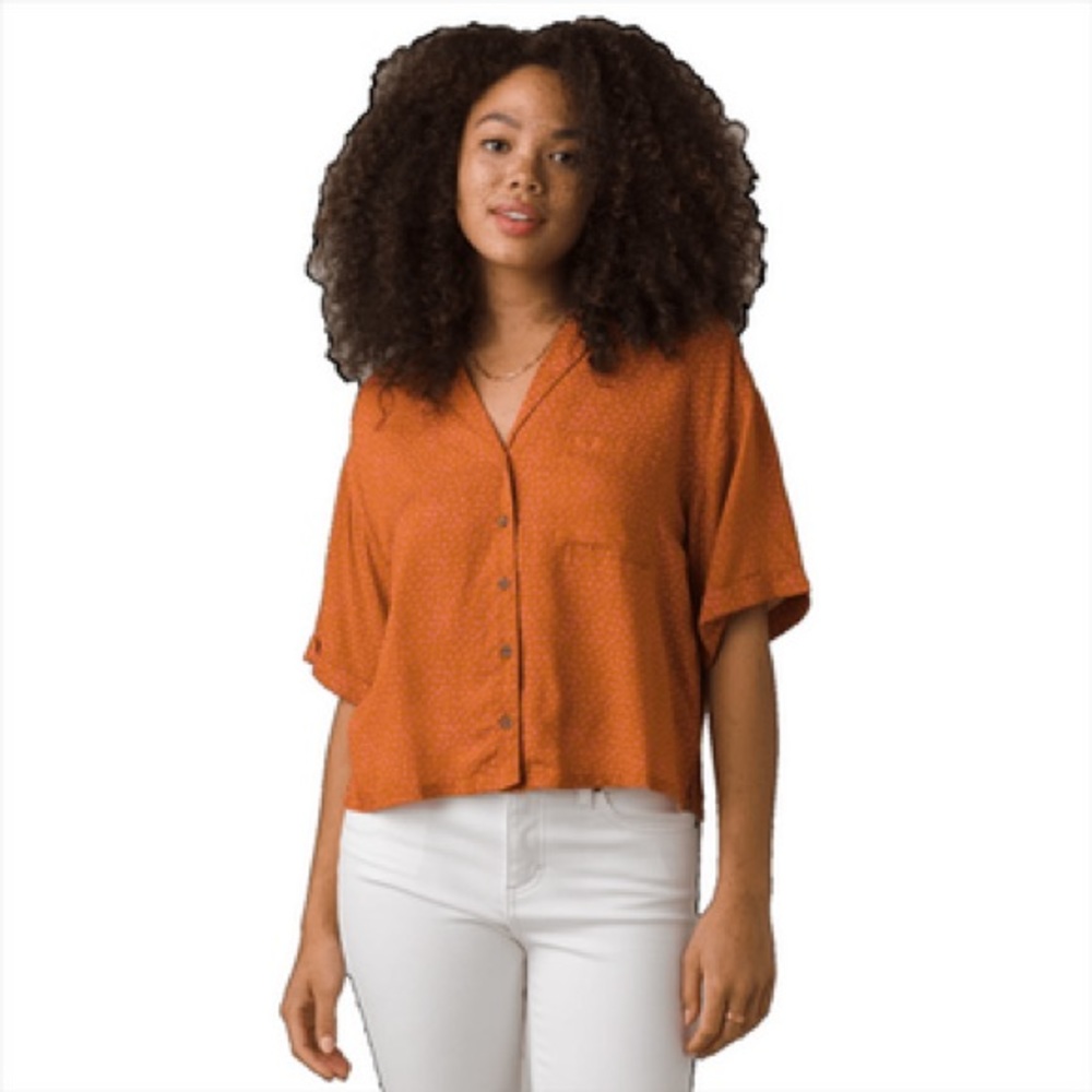 Prada Orange Button-Up Top